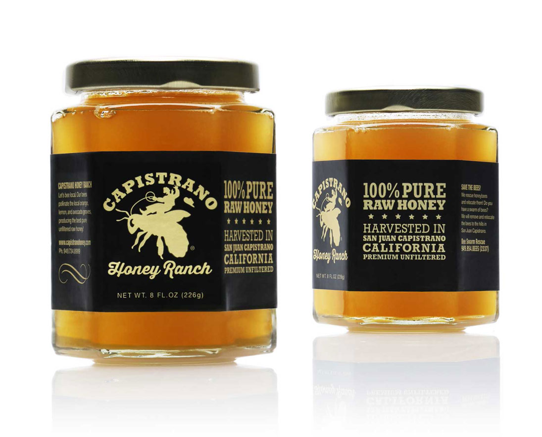 honey label branding cowboy riding honey bee logo